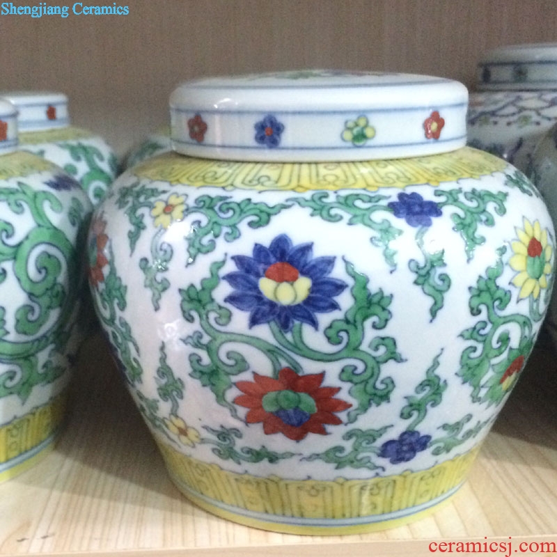 Jingdezhen hand-painted imitation Ming emperors pegasus day word walrus porcelain pot dou color day word can of many colors