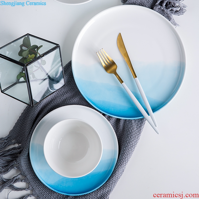 Creative household Japanese web celebrity tableware ceramics big plate plates dish plate of pasta beefsteak breakfast tray