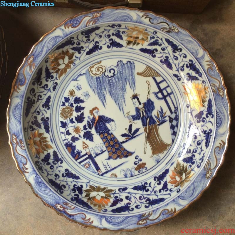 Jingdezhen hand-painted imitation of the yuan dynasty blue-and-white porcelain porcelain paint ceramic plate archaize ceramic household of Chinese style furnishing articles
