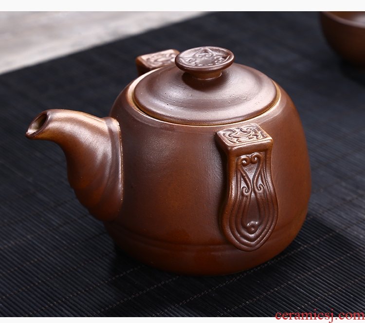 Restoring ancient ways leopard lam kung fu tea set suit household jingdezhen ceramic tea cup teapot Japanese tea ceremony the living room