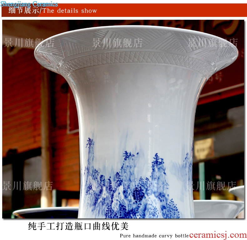 Hand-painted bold carving painting landscape of large vases, jingdezhen ceramics hotels sitting room large furnishing articles