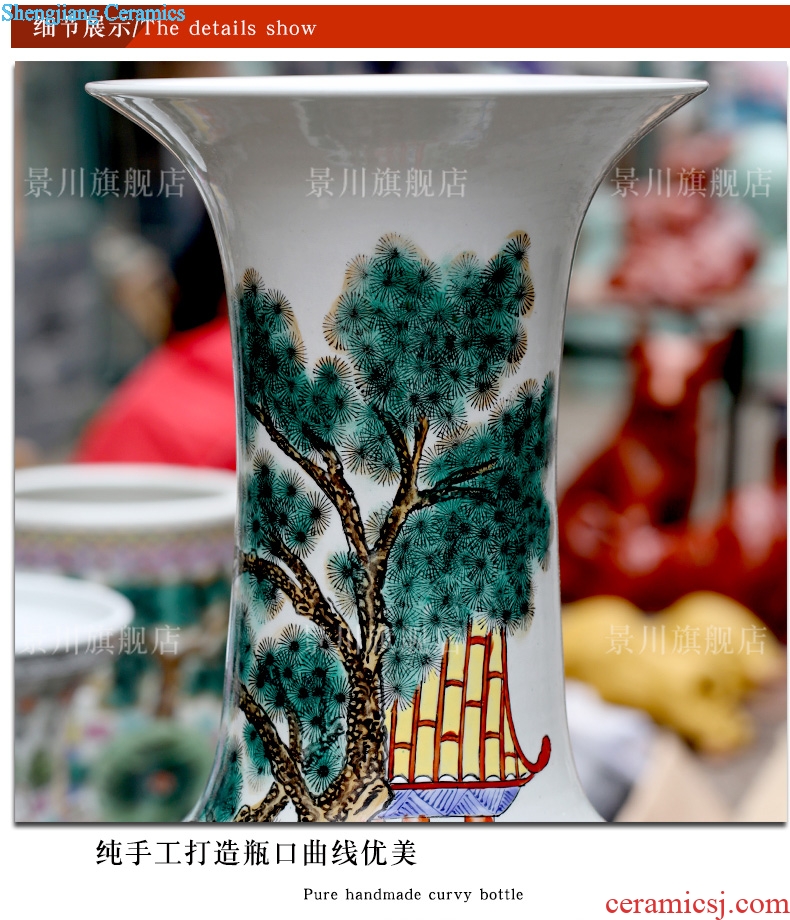 Jingdezhen ceramic famille rose porcelain hand-painted 'birthday chart of large vases, sitting room of modern Chinese style household furnishing articles