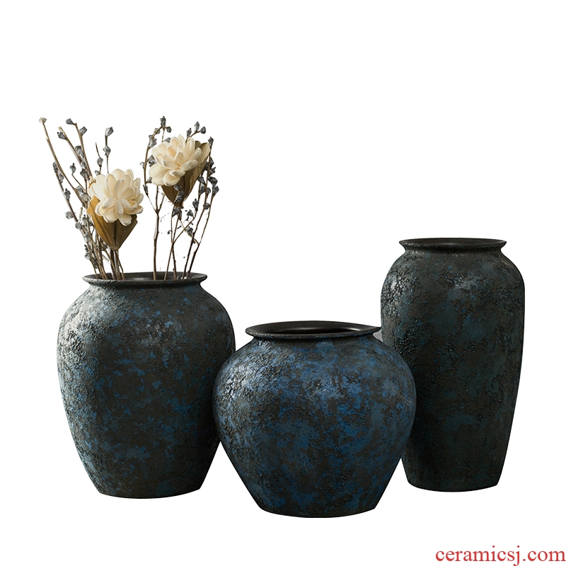 Jingdezhen ceramic POTS coarse pottery to restore ancient ways do old dried flower vase furnishing articles sitting room flower arranging creative household ornaments