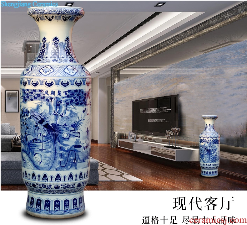 Jingdezhen blue and white ceramics vase of large sitting room adornment hand-painted large porcelain hotel opening gifts