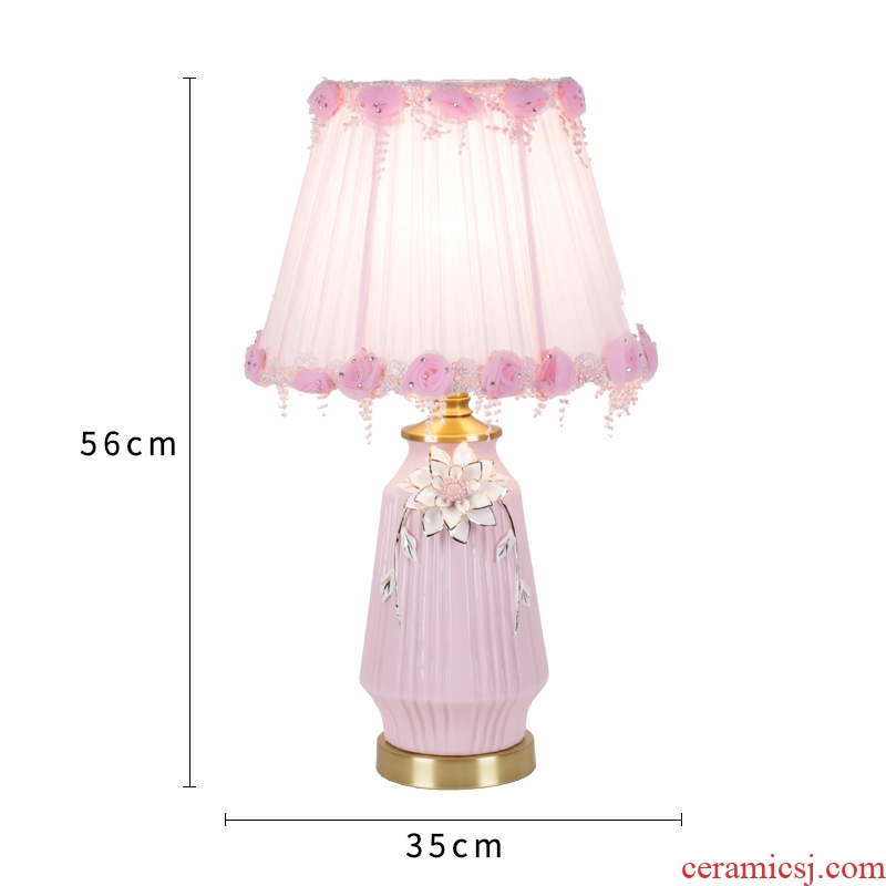 Nordic ins girls pink ceramic desk lamp european-style bedroom berth lamp creative fashion warm home wedding room