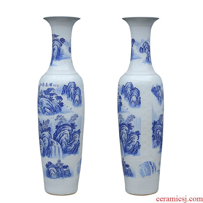 Jingdezhen ceramics of large blue and white porcelain vase 1 m 6-2 meters outside the villa living room hall furnishing articles