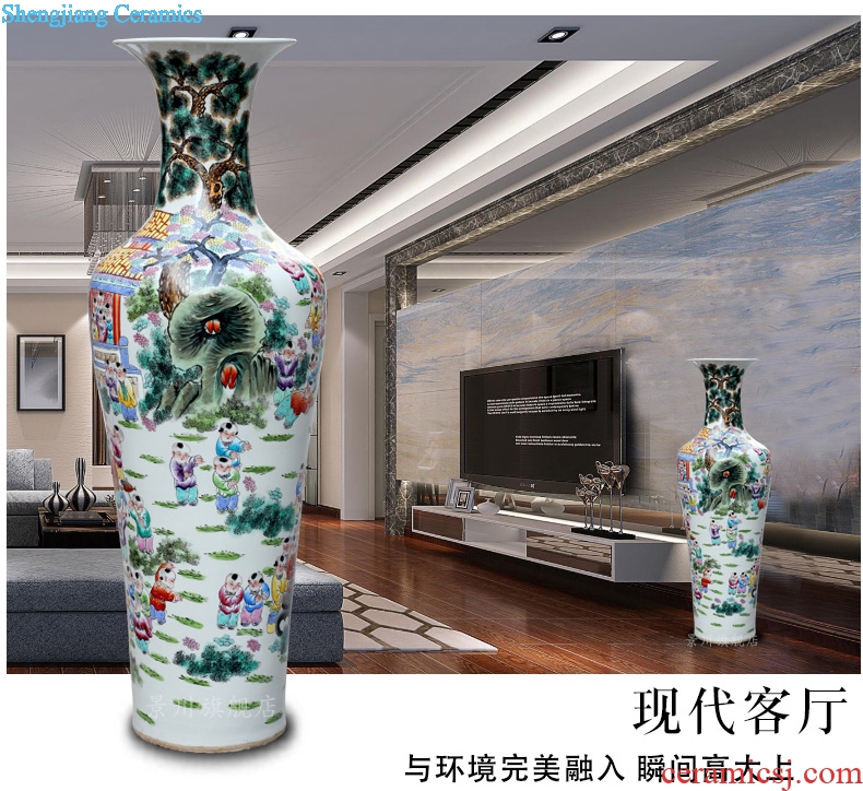 Jingdezhen ceramics of large vases, hand-painted famille rose porcelain of the ancient philosophers lad make spring sitting room adornment is placed
