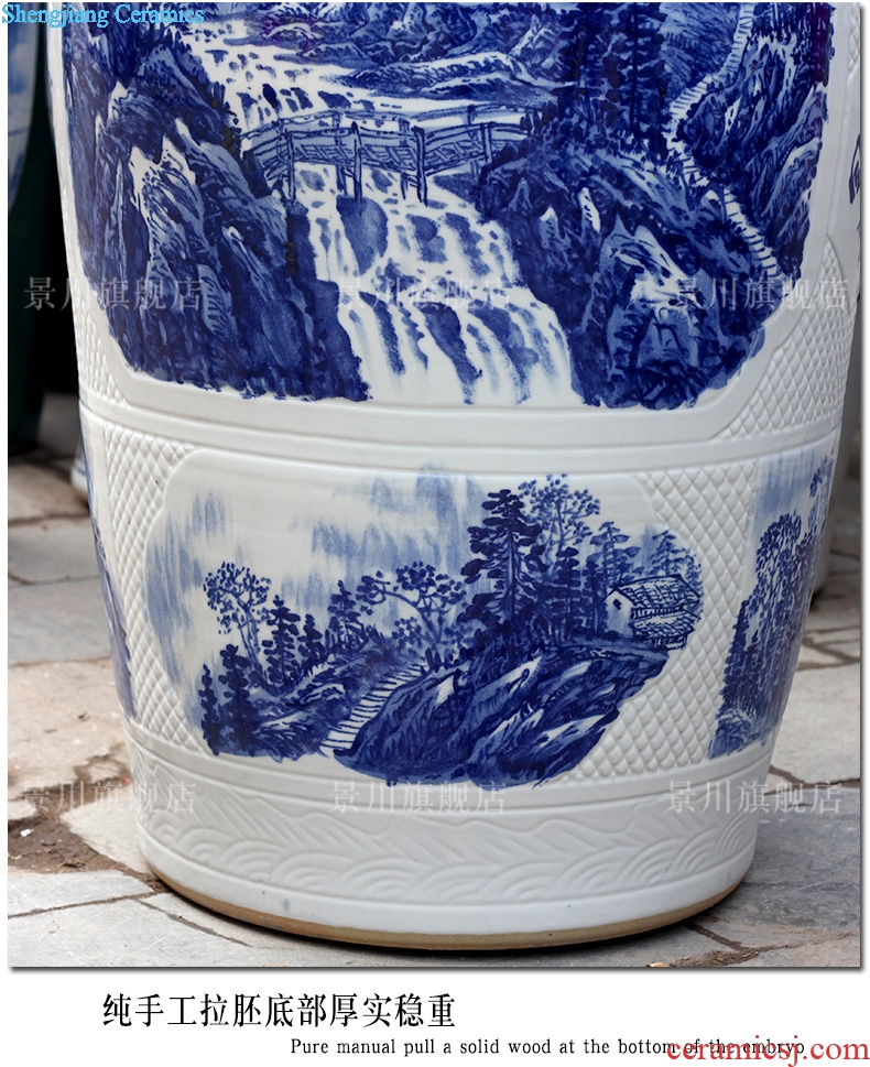 Hand-painted bold carving painting landscape of large vases, jingdezhen ceramics hotels sitting room large furnishing articles