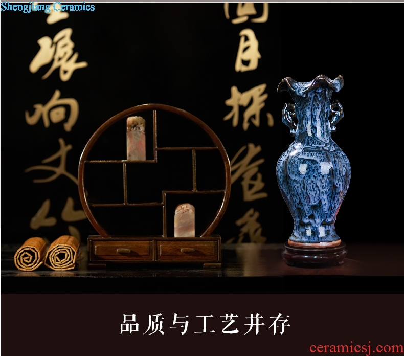 Archaize jun porcelain of jingdezhen ceramics ears blue glaze floret bottle furnishing articles home decoration decoration arts and crafts