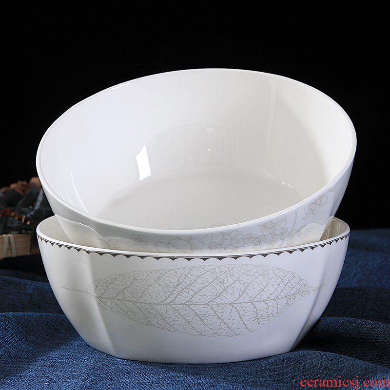 Jingdezhen ceramic dishes and rice bowls of household square Chinese tableware prevent hot to eat noodles bowl noodles in soup bowl contracted