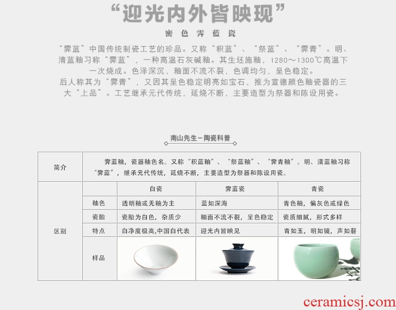 Mr Ji nan shan 6 blue small household contracted and contemporary tea set suit creative ceramic kung fu tea cup set