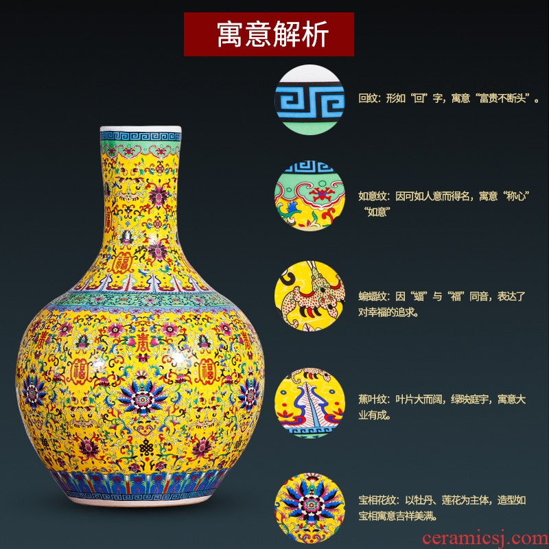 Archaize of jingdezhen ceramics colored enamel vase landing European style living room TV ark furnishing articles home decoration