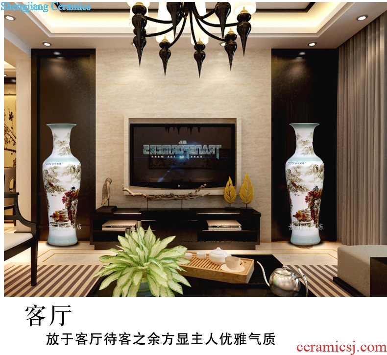 Jingdezhen ceramics green landscape painting sculpture of large vase full shade big porcelain sitting room furnishing articles