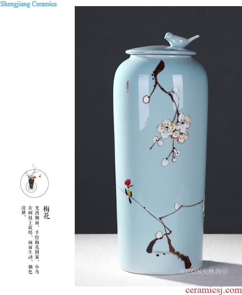 New Chinese style classical jingdezhen ceramics hand-painted decorative pot vase home sitting room TV ark soft adornment is placed