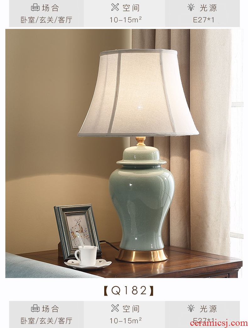American marriage room bedroom lamp contracted creative Nordic home bedside lamp ceramic cloth art adornment sitting room lamps and lanterns