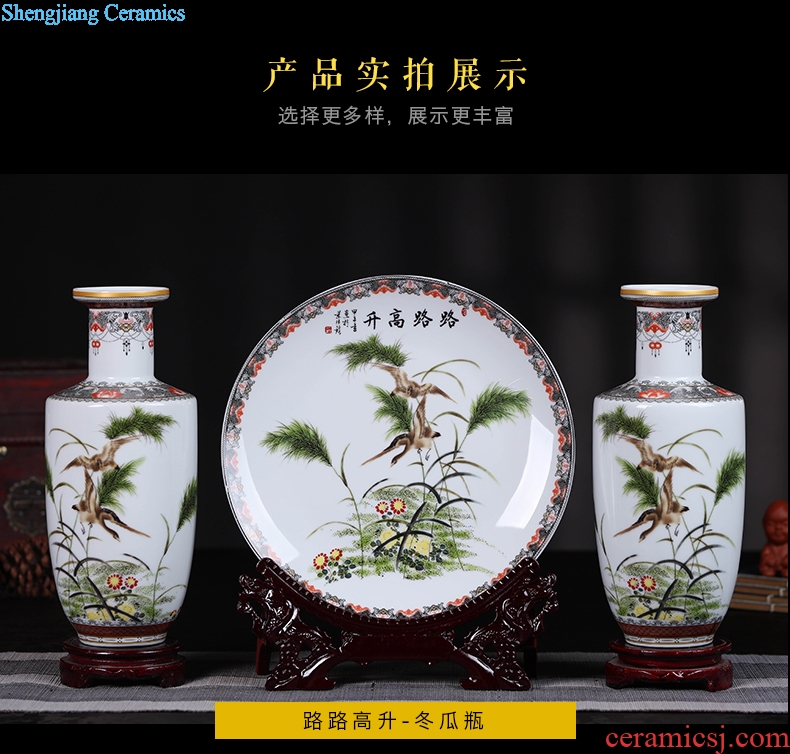 Porcelain of jingdezhen ceramics vase Chinese penjing flower arranging three-piece wine cabinet decoration plate of household decoration