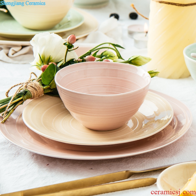 Million jia northern dishes suit household contracted creative ceramic bowl dish bowl chopsticks bowl combine ins cutlery set