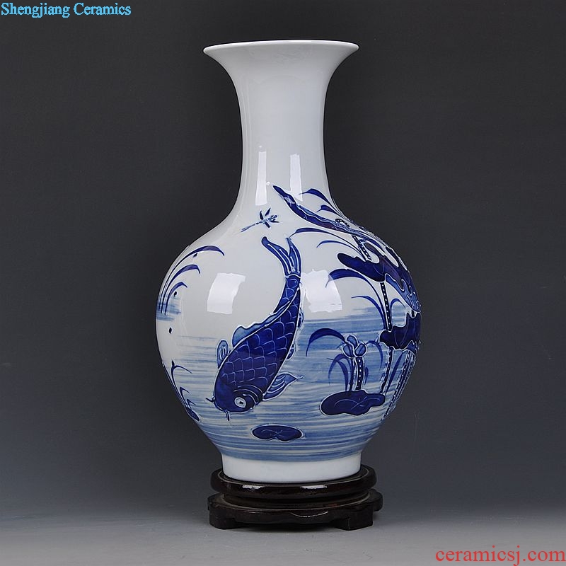 Jingdezhen ceramics relief modern blue and white porcelain vase home sitting room adornment handicraft furnishing articles