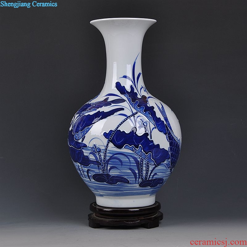 Jingdezhen ceramics relief modern blue and white porcelain vase home sitting room adornment handicraft furnishing articles