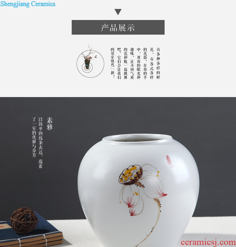 Jingdezhen modern new Chinese style ceramic vase lucky bamboo dried flowers sitting room Japanese zen home decoration furnishing articles