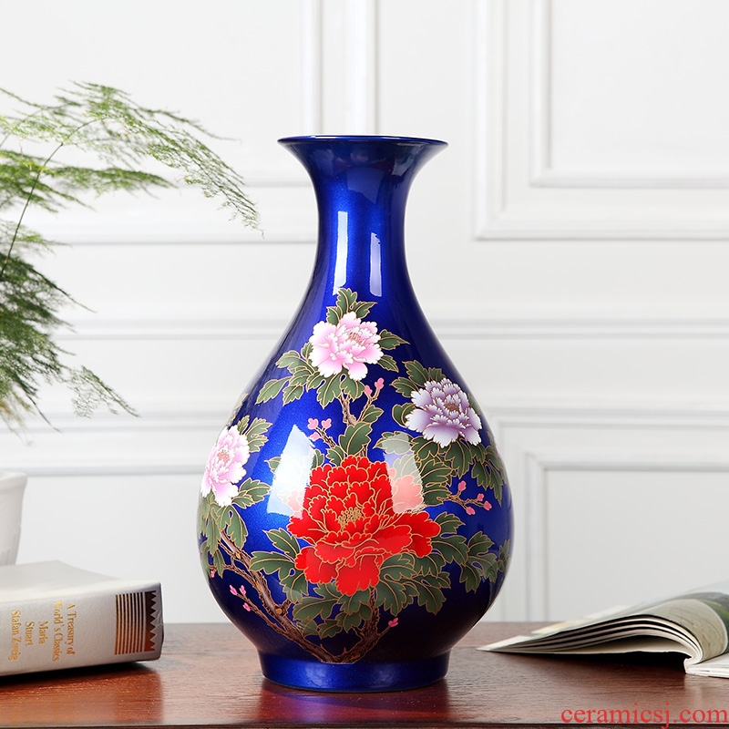 Jingdezhen ceramics flower vase wine TV ark desk sitting room place crystal glaze decoration arts and crafts