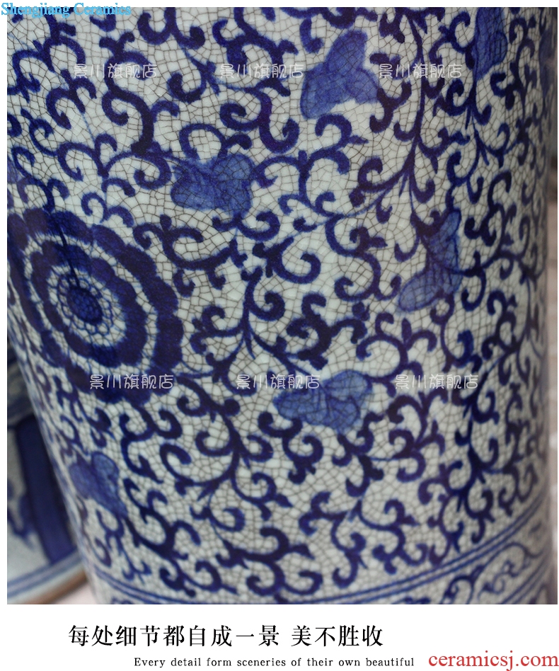 Jingdezhen ceramic hand-painted bound to open the slice lotus flower archaize crack glaze of large vase home sitting room flower arranging furnishing articles