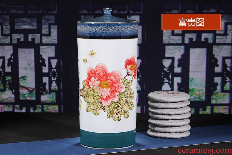 Jingdezhen ceramic hand-painted large tank creative caddy tea tea cake seal retro puer tea pot