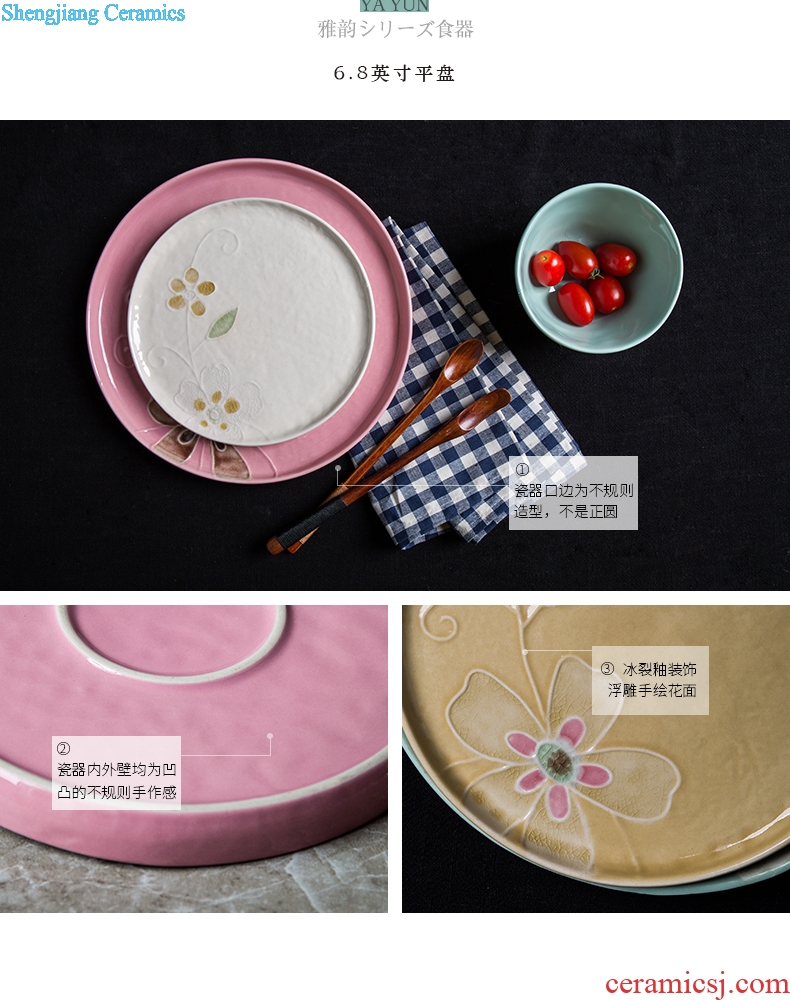 Million jia creative ceramic tableware plate beefsteak plates home dishes dumplings of plate to vomit all the bone plate