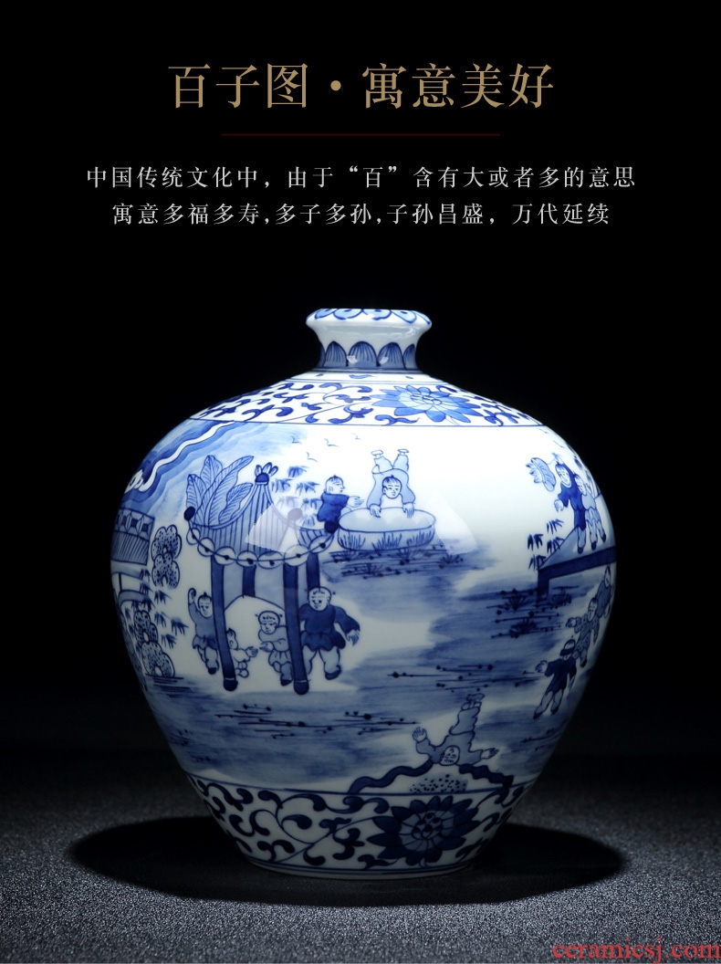 Jingdezhen ceramics archaize the ancient philosophers diagram of blue and white porcelain vase classical Chinese style home decoration crafts are sitting room