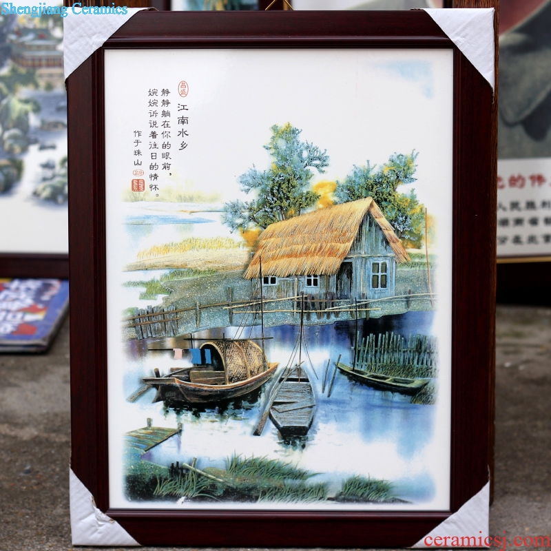 Jingdezhen ceramic painting enamel Bridges the somebody else four screen home sitting room hotel porcelain plate painting decoration hangs a picture