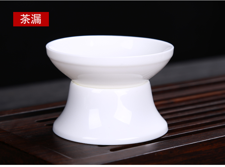 Leopard lam premium suet jade porcelain box kung fu tea set household ceramic white porcelain tea cups office tureen