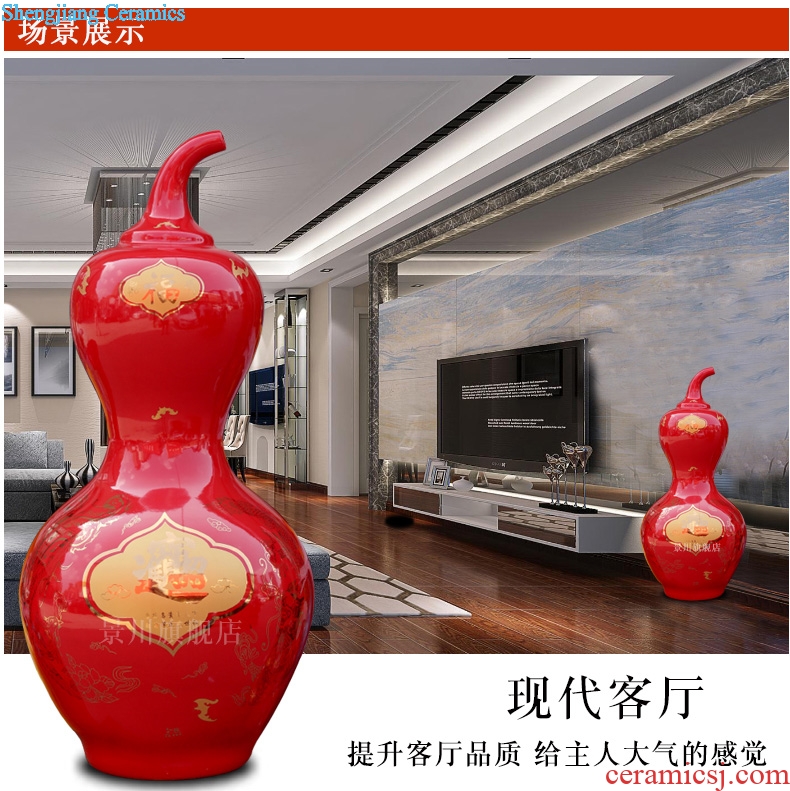 Jingdezhen ceramic maxim landing big gourd vases home sitting room store modern Chinese style furnishing articles