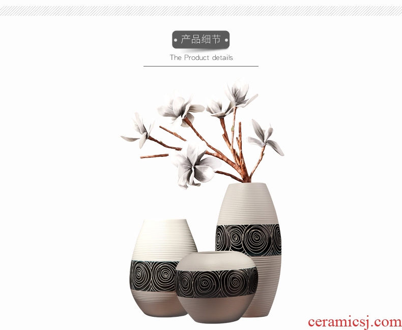 Contemporary and contracted three-piece ceramic vase in the living room TV ark wine home decoration handicraft furnishing articles