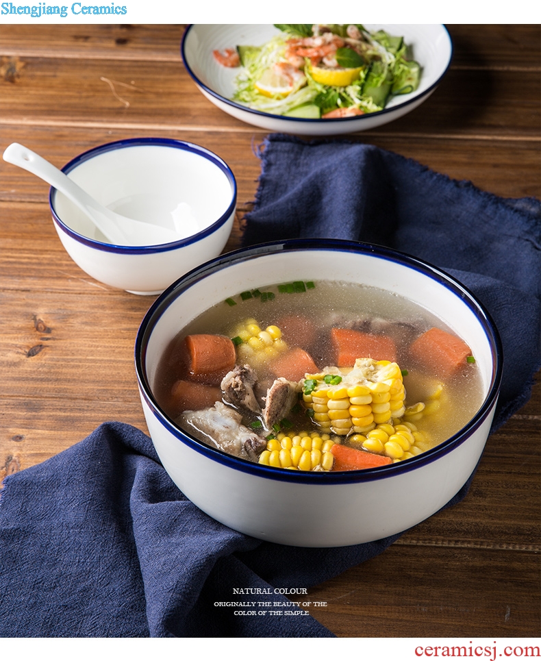 Ijarl million jia household large ceramic microwave soup bowl rainbow noodle bowl of fruit salad bowl creative nature of tableware