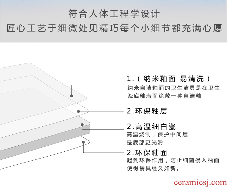 Jingdezhen ceramic dishes and rice bowls of household square Chinese tableware prevent hot to eat noodles bowl noodles in soup bowl contracted