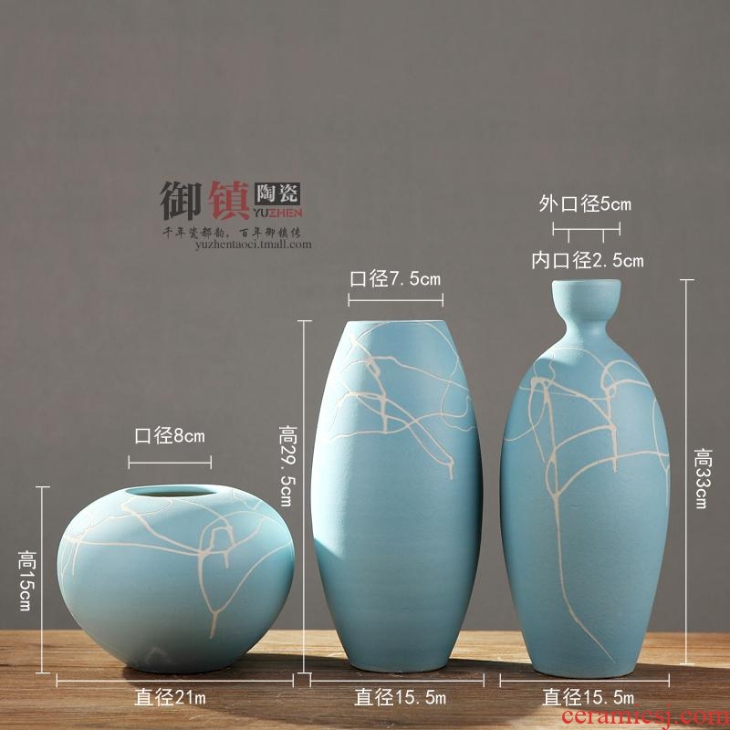 Jingdezhen home furnishing articles three-piece creative arts vase sitting room porch ark decoration TV ark
