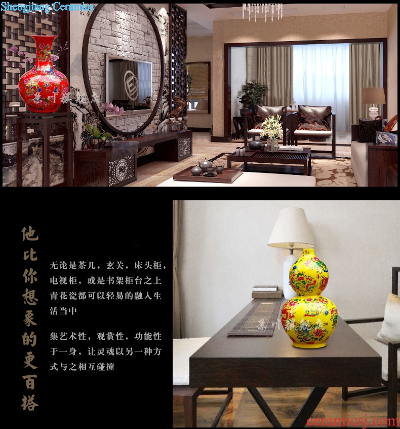 Jingdezhen ceramics Huang Longfeng ChengXiang vase home sitting room mesa desktop office furnishing articles, decorative