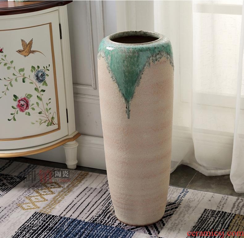 Jingdezhen ceramic floor vase modern European household soft adornment sitting room hotel villa place big vase