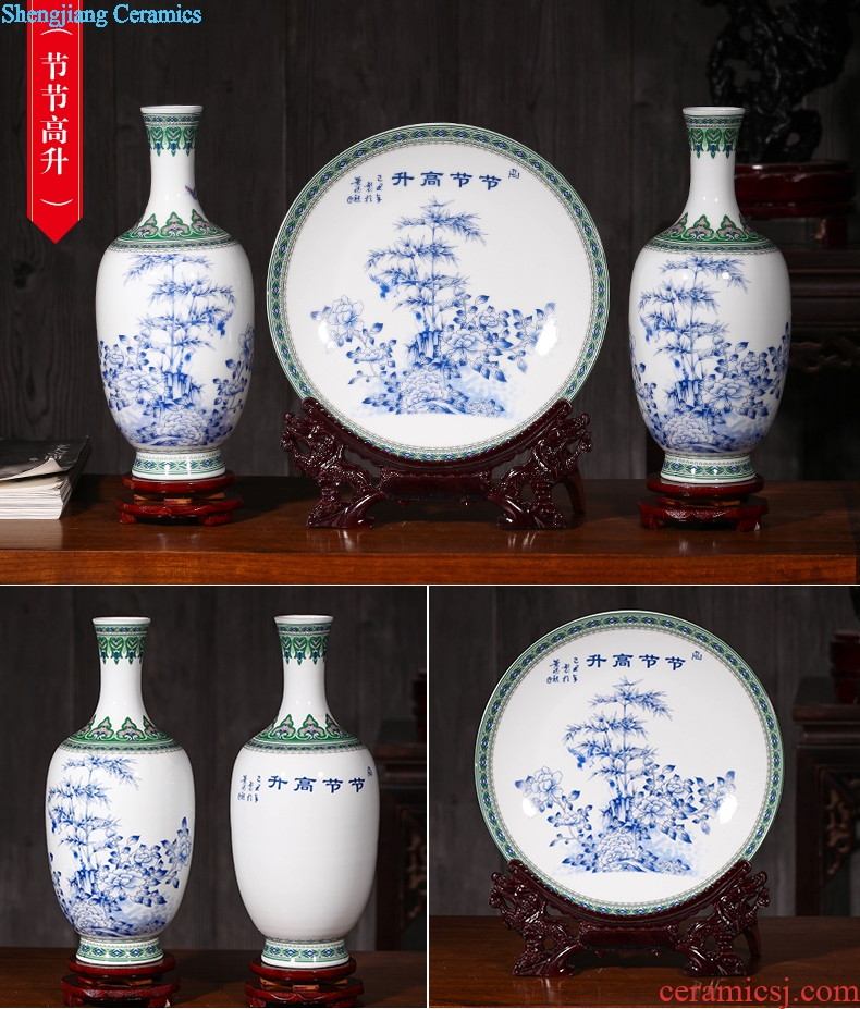 Jingdezhen ceramics vase furnishing articles Chinese style household porcelain three-piece rich ancient frame wine sitting room adornment