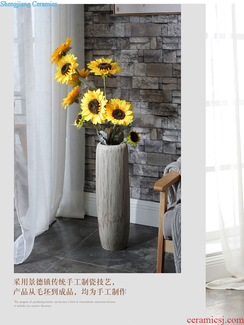 Lucky bamboo dried flowers big ceramic vase Nordic modern furnishing articles, arranging flowers sitting room be born creative home decorations