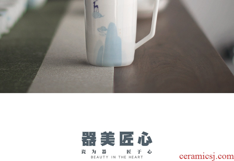 Mr Nan shan nine colored deer ceramic mug with cover filter cup personality mugs office tea cups