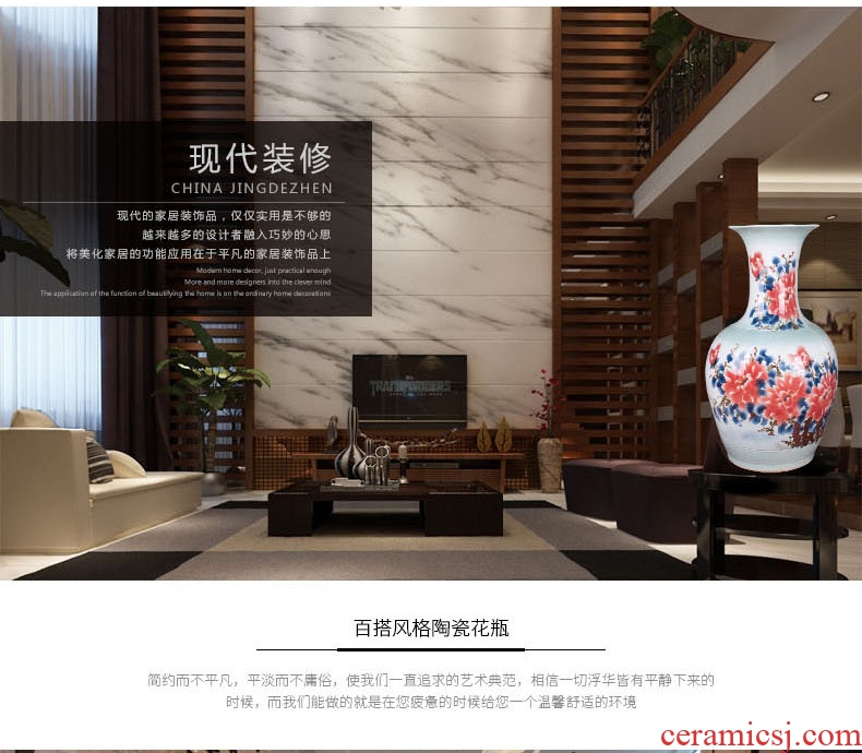 Day hao jingdezhen hand-painted ceramic vase lotus harbinger figure of large sitting room hotel home handicraft furnishing articles