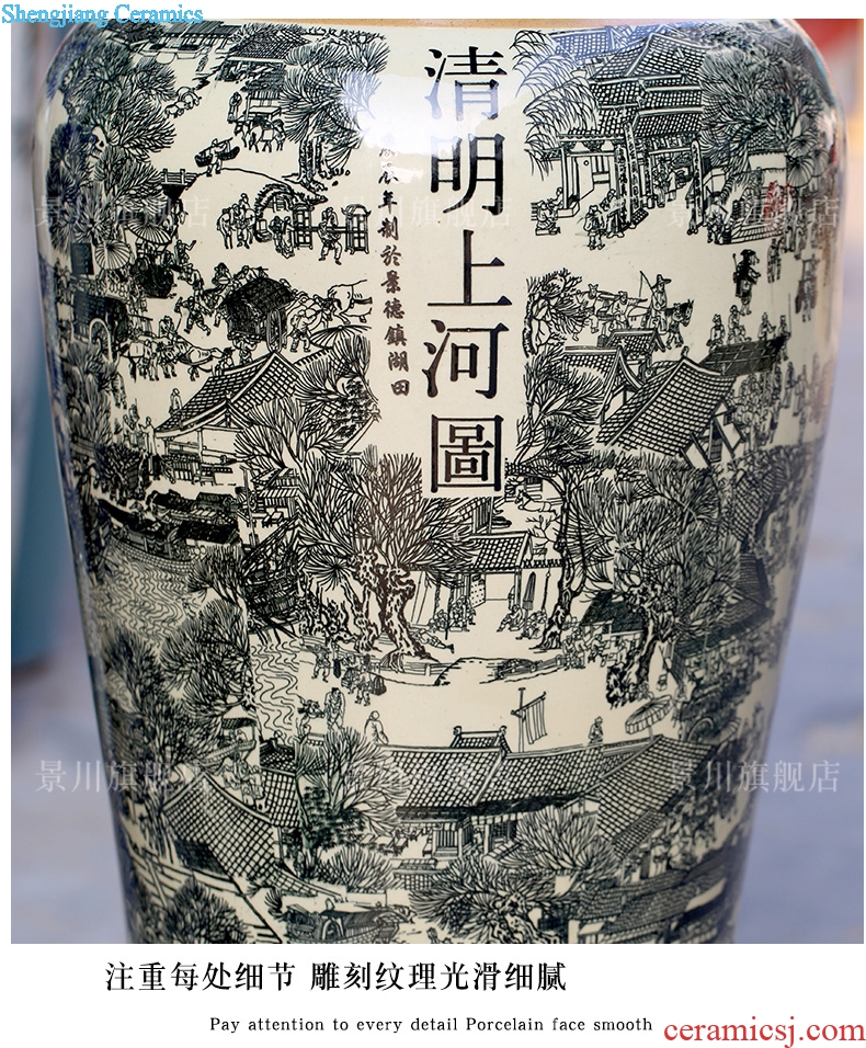 Jingdezhen ceramic antique piece of open crack glaze qing Ming vase painting of large sitting room place hotel decoration