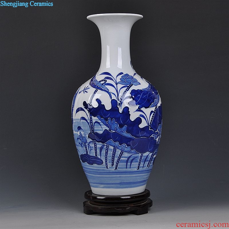 Jingdezhen ceramics relief modern blue and white porcelain vase home sitting room adornment handicraft furnishing articles