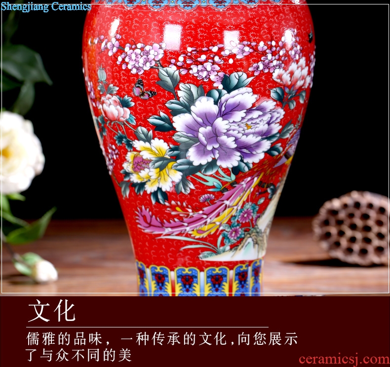 Mesa of jingdezhen ceramic vase colored enamel Chinese antique household flower adornment handicraft office furnishing articles