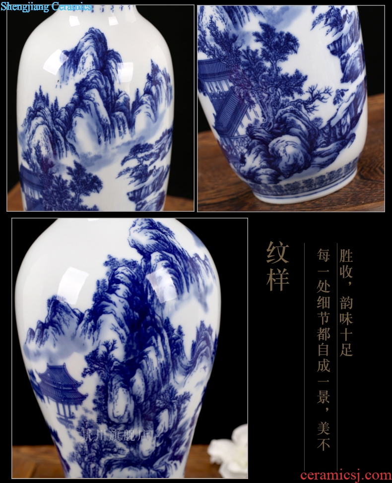 Jingdezhen ceramics landscape painting large blue and white porcelain vase contemporary household adornment desktop sitting room mesa furnishing articles