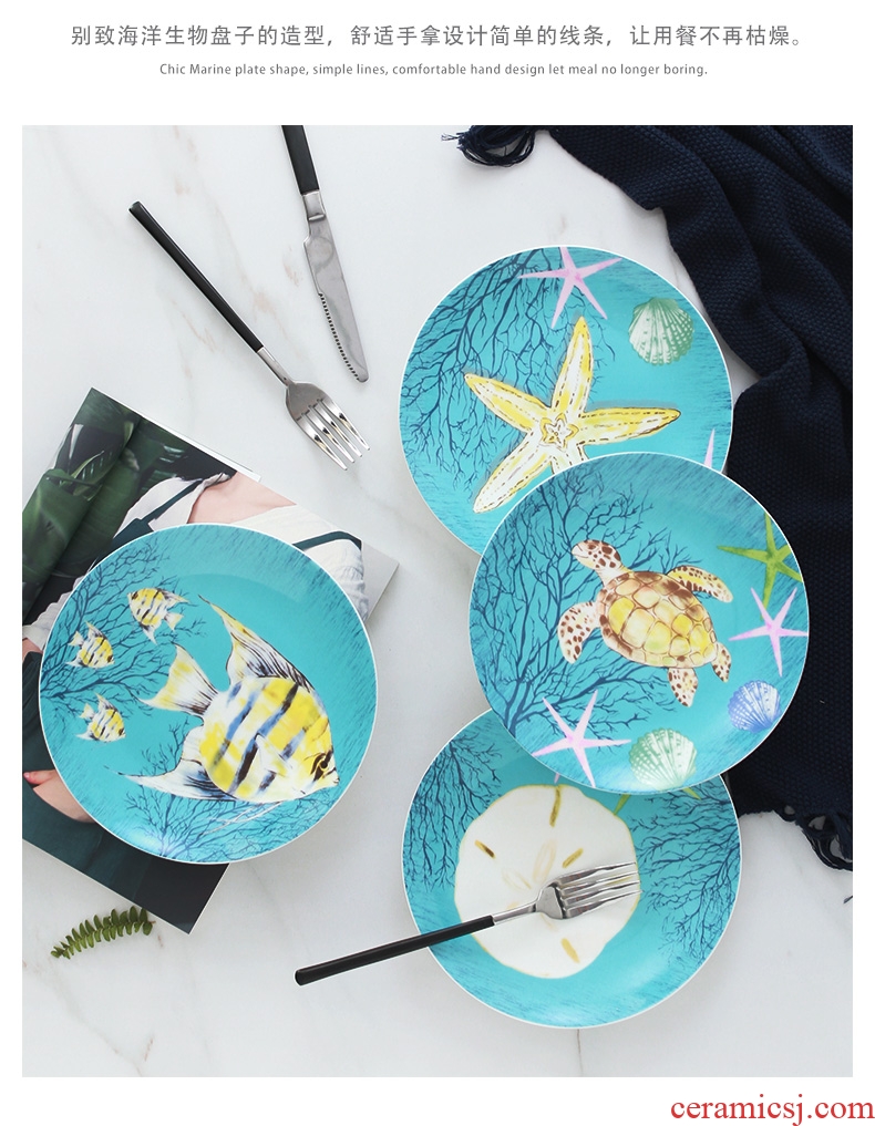 Dish dish dish household steak western food ceramic tableware lovely children's creative cartoon fruit bowl round plate