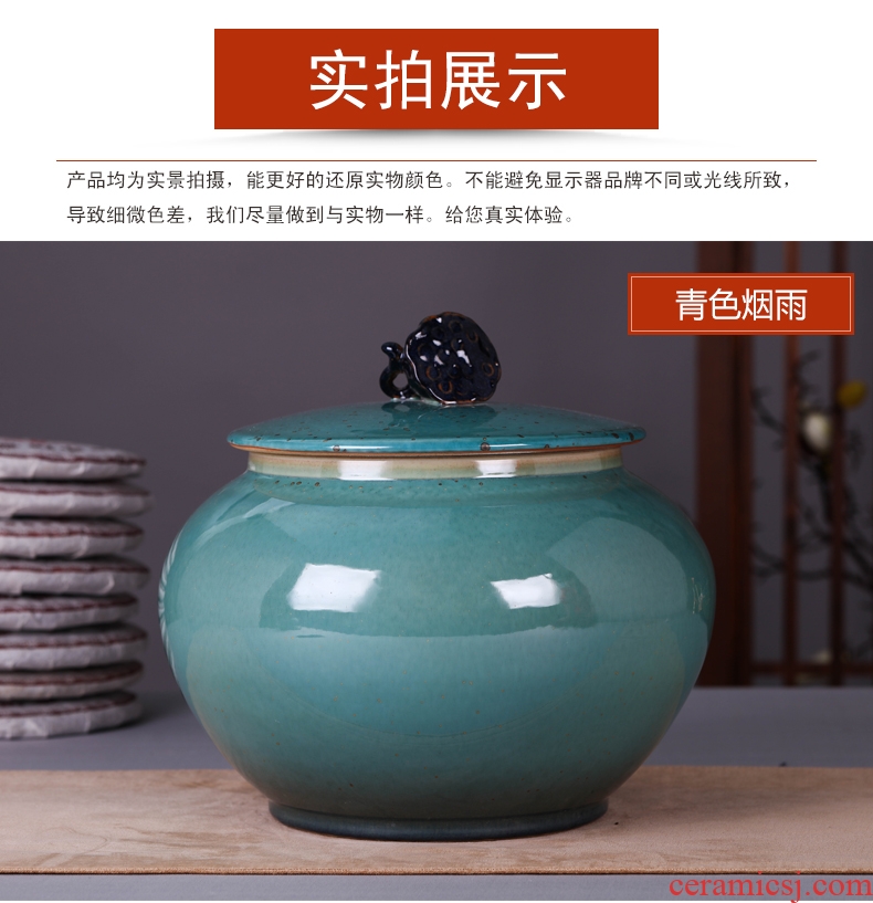 Jingdezhen ceramic tea sealed cans gm caddy large-sized puer tea cake tin with storage tank tea urn