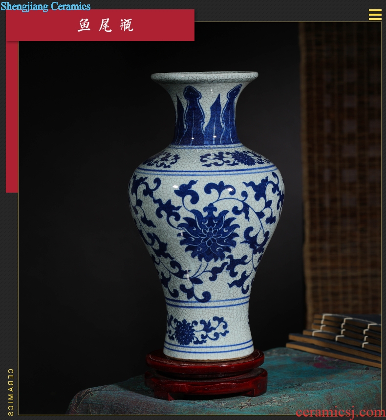 Jingdezhen ceramic vase furnishing articles sitting room flower arranging kiln antique blue and white porcelain vase decoration home decoration restoring ancient ways