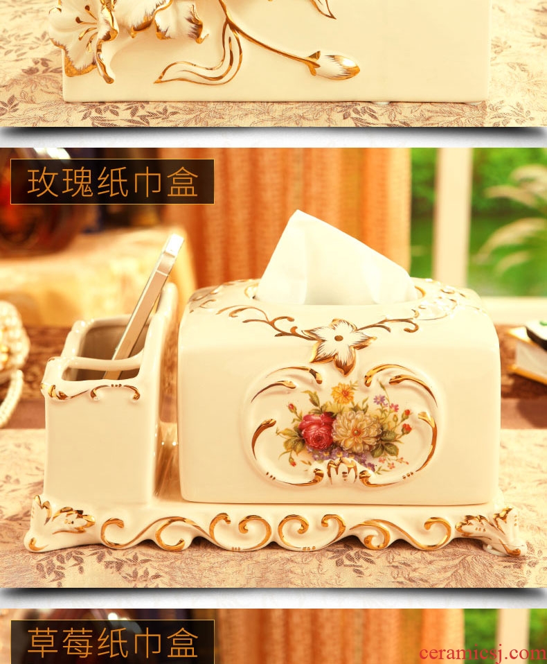 Vatican Sally's luxurious ceramic european-style tissue box creative household multifunctional smoke box remote control to receive living room